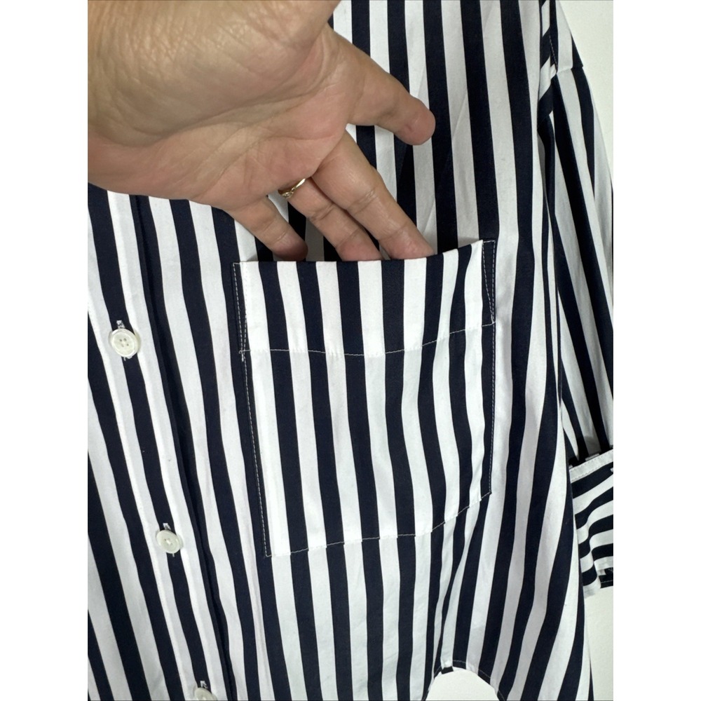 Madewell Women's Button Up Straight Hem Poplin Shirt Navy Striped NEW - Picture 5 of 13